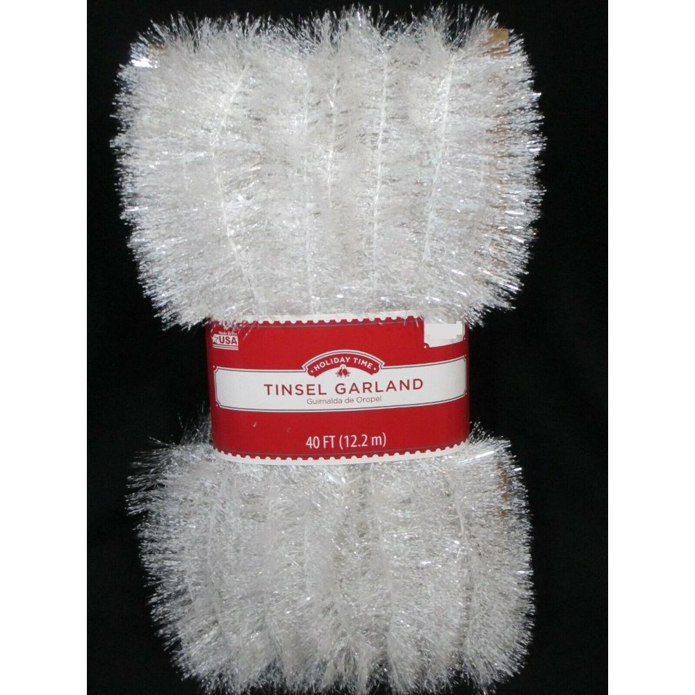 40' feet Non-Lit White Christmas Soft Garland Inside Outside Holiday Time